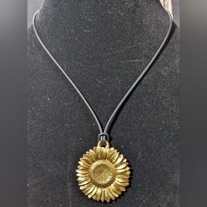 1993 Danforth Pewter gold washed sunflower pendant